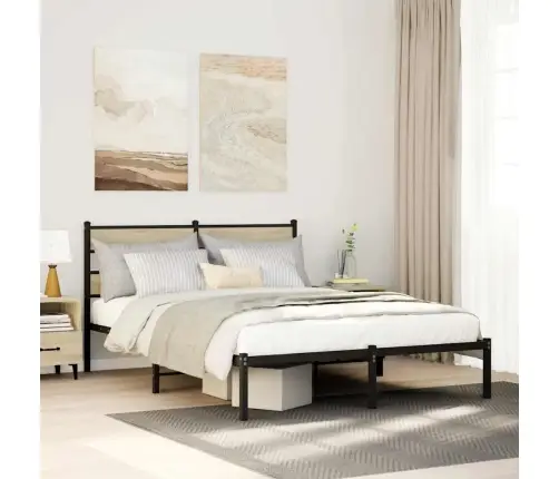 Gultas Rāmis Bez Matrača, Metāls, Ozolkoka, 135X190 Cm Vidaxl