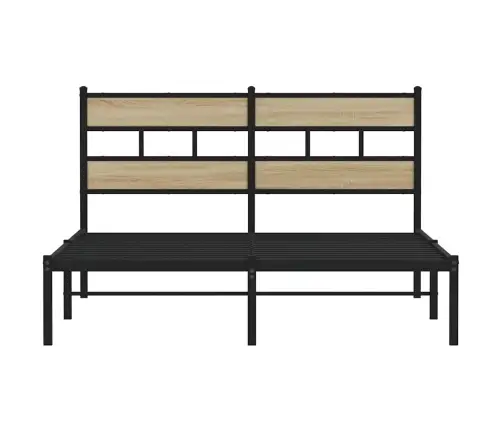 Gultas Rāmis Bez Matrača, Metāls, Ozolkoka, 140X190 Cm Vidaxl