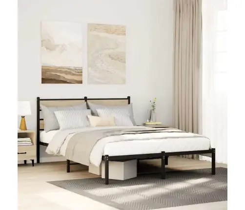 Gultas Rāmis Bez Matrača, Metāls, Ozolkoka, 140X190 Cm Vidaxl