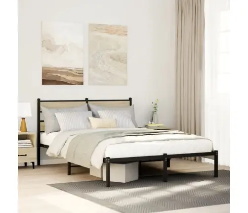 Gultas Rāmis Bez Matrača, Metāls, Ozolkoka, 140X200 Cm Vidaxl