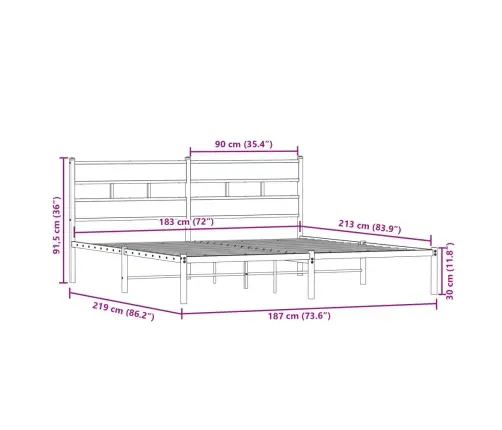 Lovos Rėmas Be Čiužinio, Sonoma Ąžuolo, 183X213cm Metalas