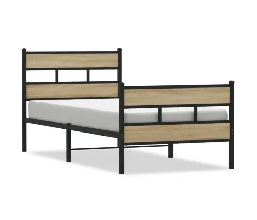 Gultas Rāmis Bez Matrača, Metāls, 100X200Cm, Ozolkoka Imitācija Vidaxl