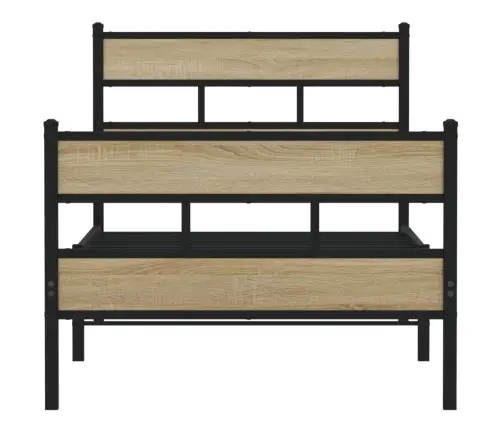 Gultas Rāmis Bez Matrača, Metāls, 100X200Cm, Ozolkoka Imitācija Vidaxl