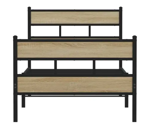 Gultas Rāmis Bez Matrača, Metāls, Ozolkoka, 107X203 Cm Vidaxl