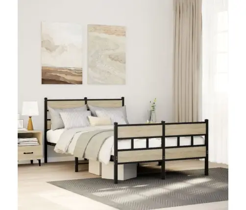 Gultas Rāmis Bez Matrača, Metāls, Ozolkoka, 120X190 Cm Vidaxl