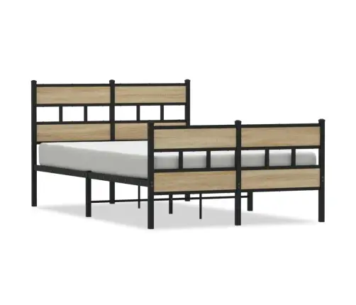 Gultas Rāmis Bez Matrača, Metāls, Ozolkoka, 120X200 Cm Vidaxl