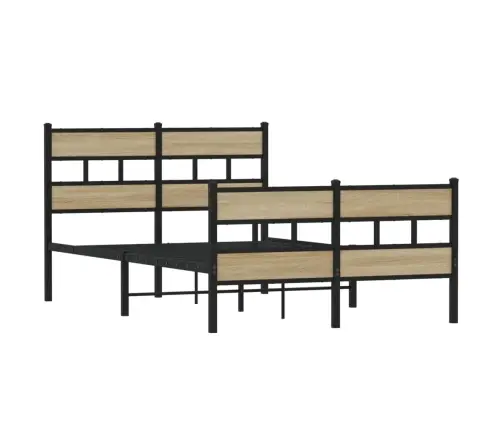 Gultas Rāmis Bez Matrača, Metāls, Ozolkoka, 120X200 Cm Vidaxl