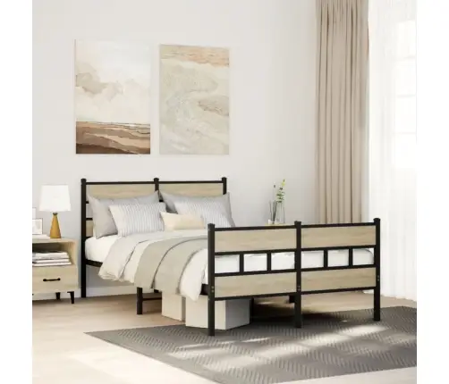 Gultas Rāmis Bez Matrača, Metāls, Ozolkoka, 120X200 Cm Vidaxl