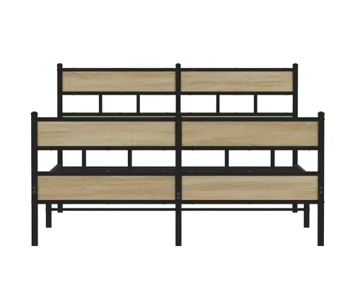 Gultas Rāmis Bez Matrača, Metāls, Ozolkoka, 135X190 Cm Vidaxl