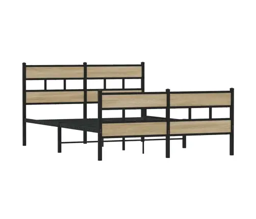 Gultas Rāmis Bez Matrača, Metāls, Ozolkoka, 140X190 Cm Vidaxl