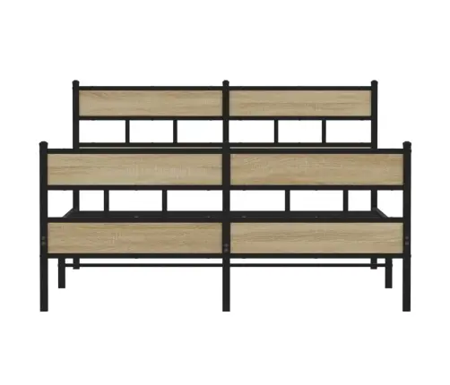 Gultas Rāmis Bez Matrača, Metāls, Ozolkoka, 140X200 Cm Vidaxl
