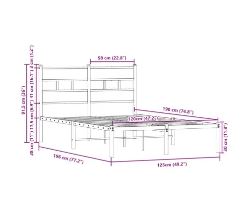 Lovos Rėmas Su Galvūgaliu/Be Čiužinio, Ruda, 120X190Cm