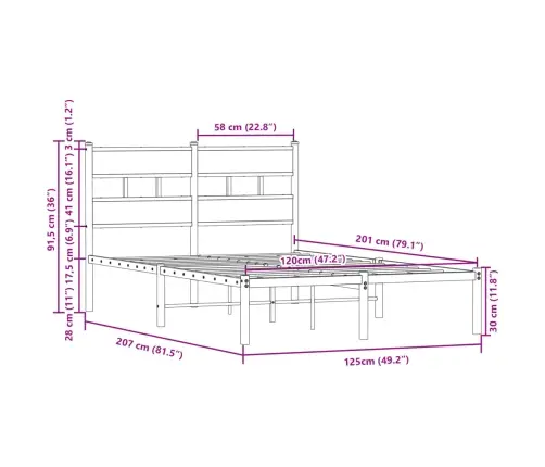 Gulta Bez Matrača, Ar Galvgali, Brūna Ozola, 120X200 Cm Vidaxl