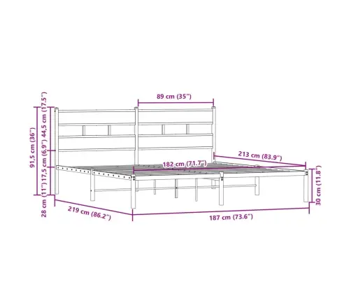 Gulta Bez Matrača, Ar Galvgali, Brūna Ozola, 183X213 Cm Vidaxl