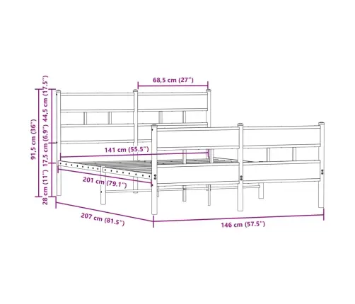 Lovos Rėmas Su Galvūgaliu Ir Kojūgaliu/Be Čiužinio, 140X200Cm