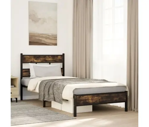 Peatsiga Voodiraam Ilma Madratsita Suitsutatud Tamm 100X200 Cm