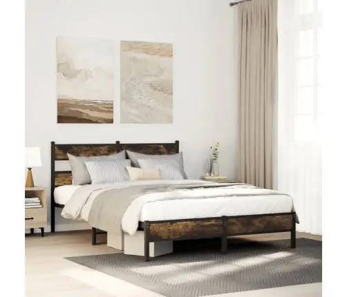 Gulta Bez Matrača, Ar Galvgali, Ozola Krāsa, 150X200 Cm Vidaxl