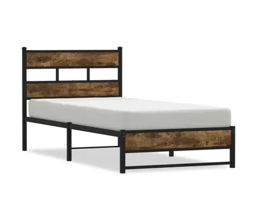 Metallist Voodiraam Ilma Madratsita Suitsutatud Tamm 90X190 Cm