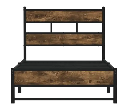 Gultas Rāmis Bez Matrača, Metāls, 100X190Cm, Ozolkoka Imitācija Vidaxl