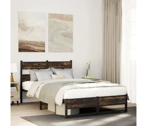 Metallist Voodiraam Ilma Madratsita Suitsutatud Tamm 120X200 Cm