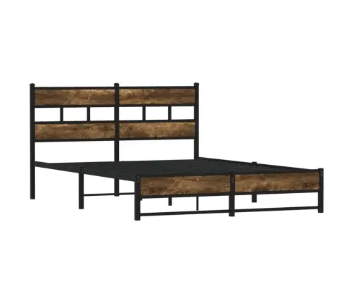 Gultas Rāmis Bez Matrača, Metāls, 140X190Cm, Ozolkoka Imitācija Vidaxl