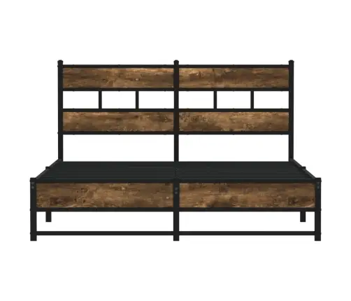 Gultas Rāmis Bez Matrača, Metāls, 140X190Cm, Ozolkoka Imitācija Vidaxl