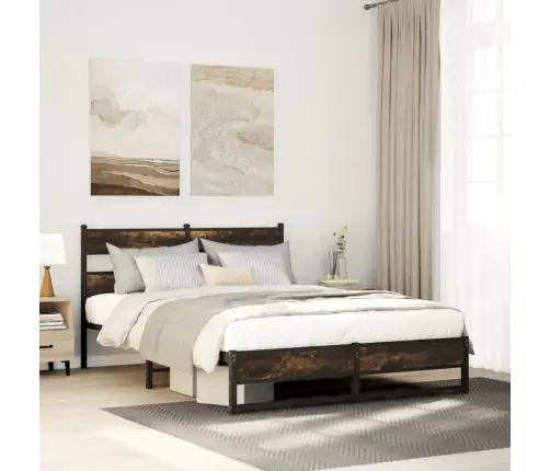 Gultas Rāmis Bez Matrača, Metāls, 160X200Cm, Ozolkoka Imitācija Vidaxl