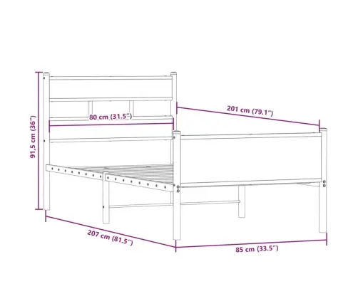 Gulta Bez Matrača, Ozolkoka, 80X200 Cm, Inženierijas Koks Vidaxl