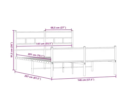 Lovos Rėmas Be Čiužinio, Dūminio Ąžuolo, 140X200cm Mediena