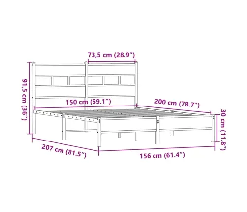 Peatsiga Voodiraam, Ilma Madratsita, Sonoma Tamm 150X200Cm