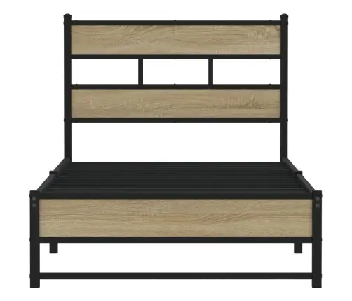 Gultas Rāmis Bez Matrača, Metāls, 90X190 Cm, Ozolkoka Imitācija Vidaxl