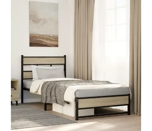 Metallist Voodiraam Ilma Madratsita Sonoma Tamm 100X200 Cm