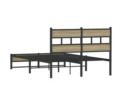 Gultas Rāmis Bez Matrača, Metāls, Ozolkoka, 120X200 Cm Vidaxl