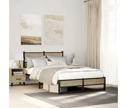 Gultas Rāmis Bez Matrača, Metāls, Ozolkoka, 120X200 Cm Vidaxl