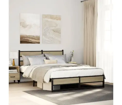 Lovos Rėmas Be Čiužinio, Sonoma Ąžuolo, 135X190cm Metalas