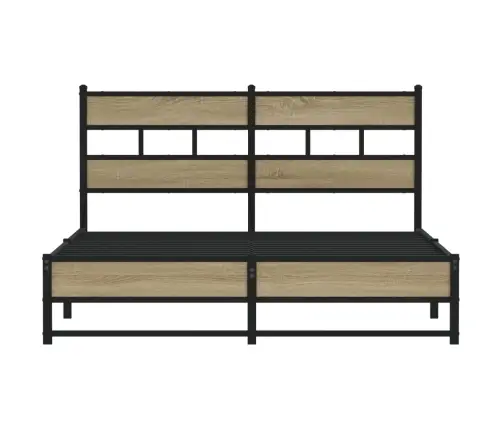 Gultas Rāmis Bez Matrača, Metāls, Ozolkoka, 140X190 Cm Vidaxl