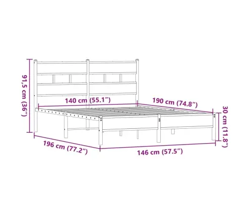 Voodiraam Ilma Madratsita Pruun Tamm 140X190 Cm Tehispuit