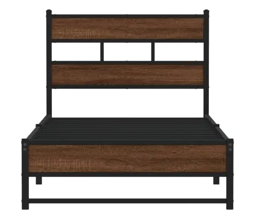 Metalinis Lovos Rėmas Be Čiužinio Rudas Ąžuolas 80X200 Cm