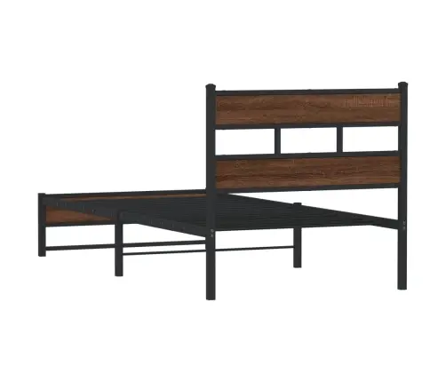 Metalinis Lovos Rėmas Be Čiužinio Rudas Ąžuolas 80X200 Cm