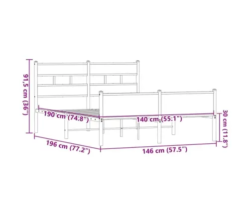 Lovos Rėmas Be Čiužinio, Dūminis, 140X190cm Apdirbta Mediena