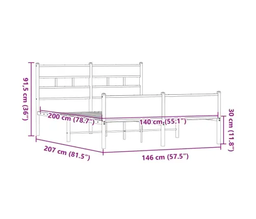 Lovos Rėmas Be Čiužinio, Dūminis, 140X200cm Apdirbta Mediena