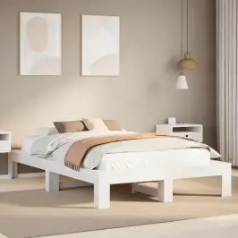 Gulta Bez Matrača, Balts, 135X190 Cm, Priedes Masīvkoks Vidaxl