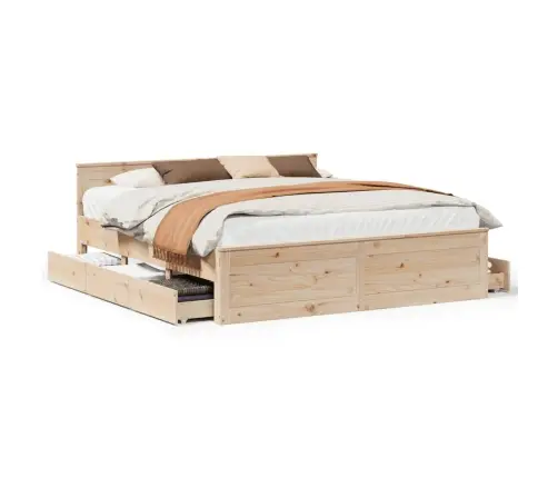 Gulta Bez Matrača, Ar Galvgali, 200X200 Cm, Priedes Koks Vidaxl