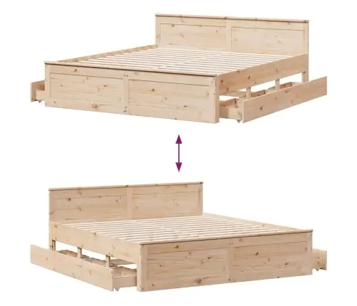 Gulta Bez Matrača, Ar Galvgali, 200X200 Cm, Priedes Koks Vidaxl