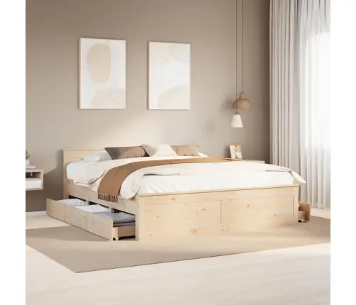 Gulta Bez Matrača, Ar Galvgali, 180X200 Cm, Priedes Koks Vidaxl