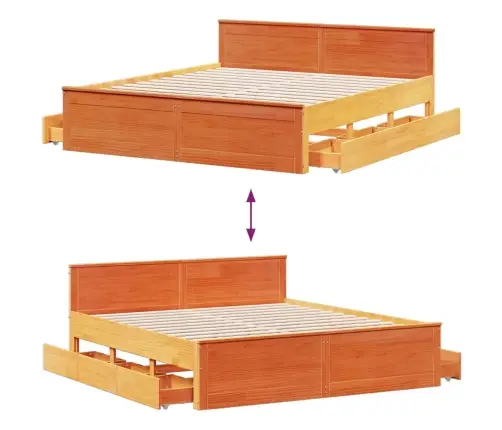 Gulta Bez Matrača, Ar Galvgali, 180X200 Cm, Priedes Koks Vidaxl