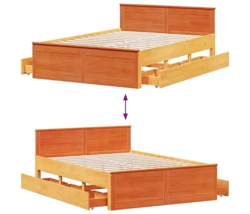 Gulta Bez Matrača, Ar Galvgali, 160X200 Cm, Priedes Koks Vidaxl