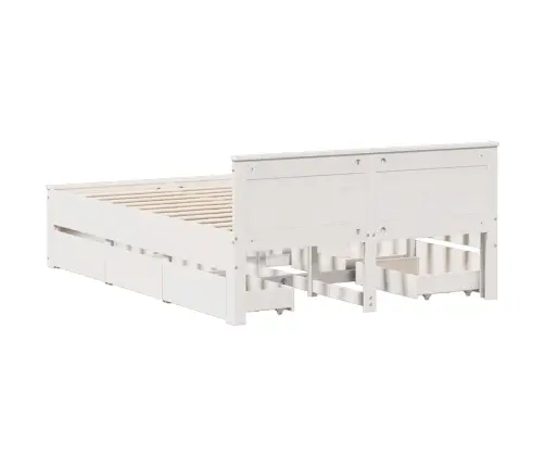 Gulta Bez Matrača, Ar Galvgali, Balta, 150X200 Cm, Priedes Koks Vidaxl