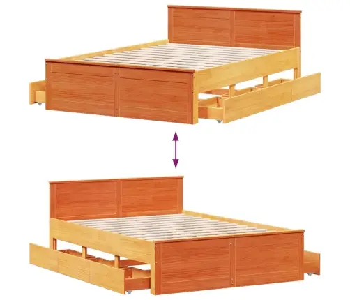 Gulta Bez Matrača, Ar Galvgali, 150X200 Cm, Priedes Koks Vidaxl