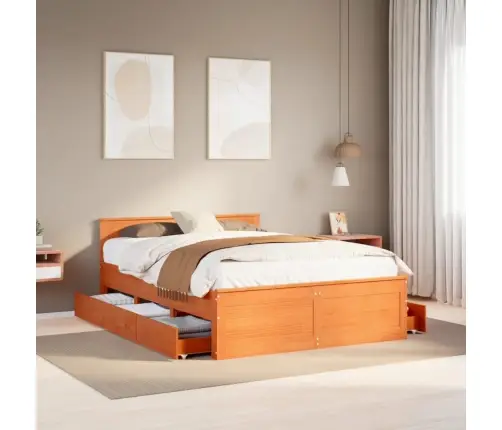 Gulta Bez Matrača, Ar Galvgali, 150X200 Cm, Priedes Koks Vidaxl